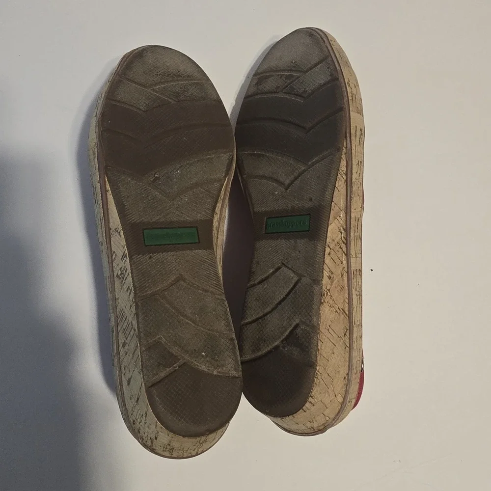 Grasshoppers by Keds‎ EF62976 Red Canvas Cork Wrap Wedge Pumps Womens 7